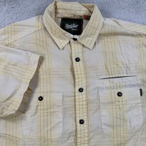 Howler Bros Button Shirt Men Large Yellow Plaid Short Sleeve Tech Fishing